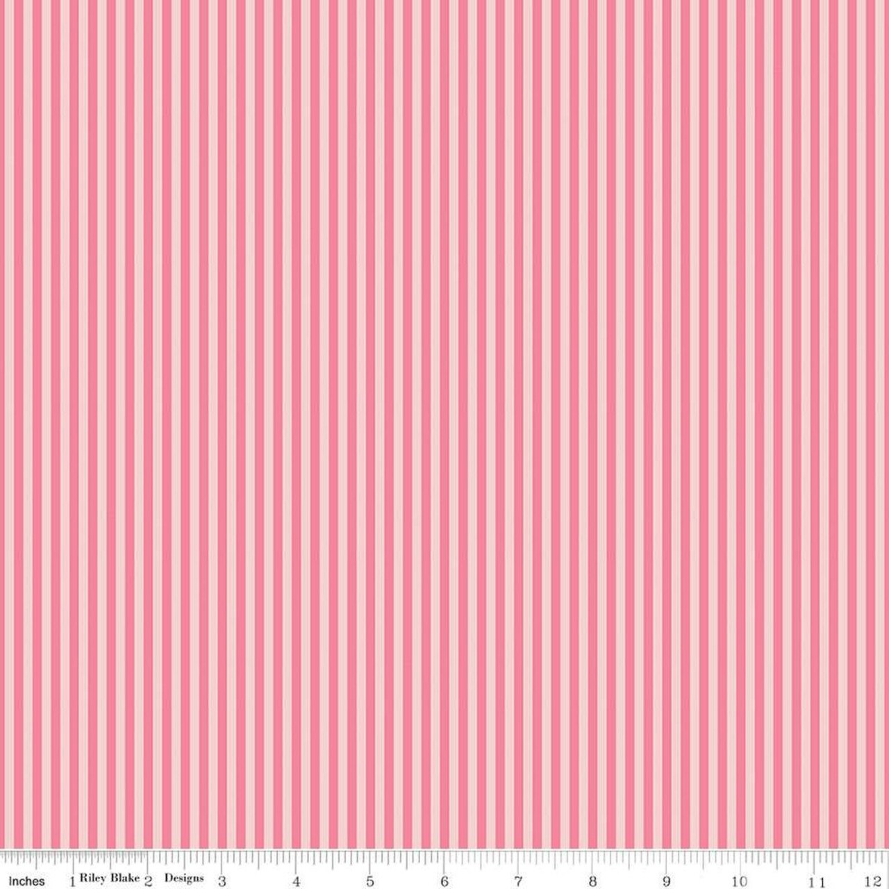 Fabric Riley Blake Basics Sugar Pink 1/8" Tonal Stripes by the Quarter Yard C500-SUGARPINK